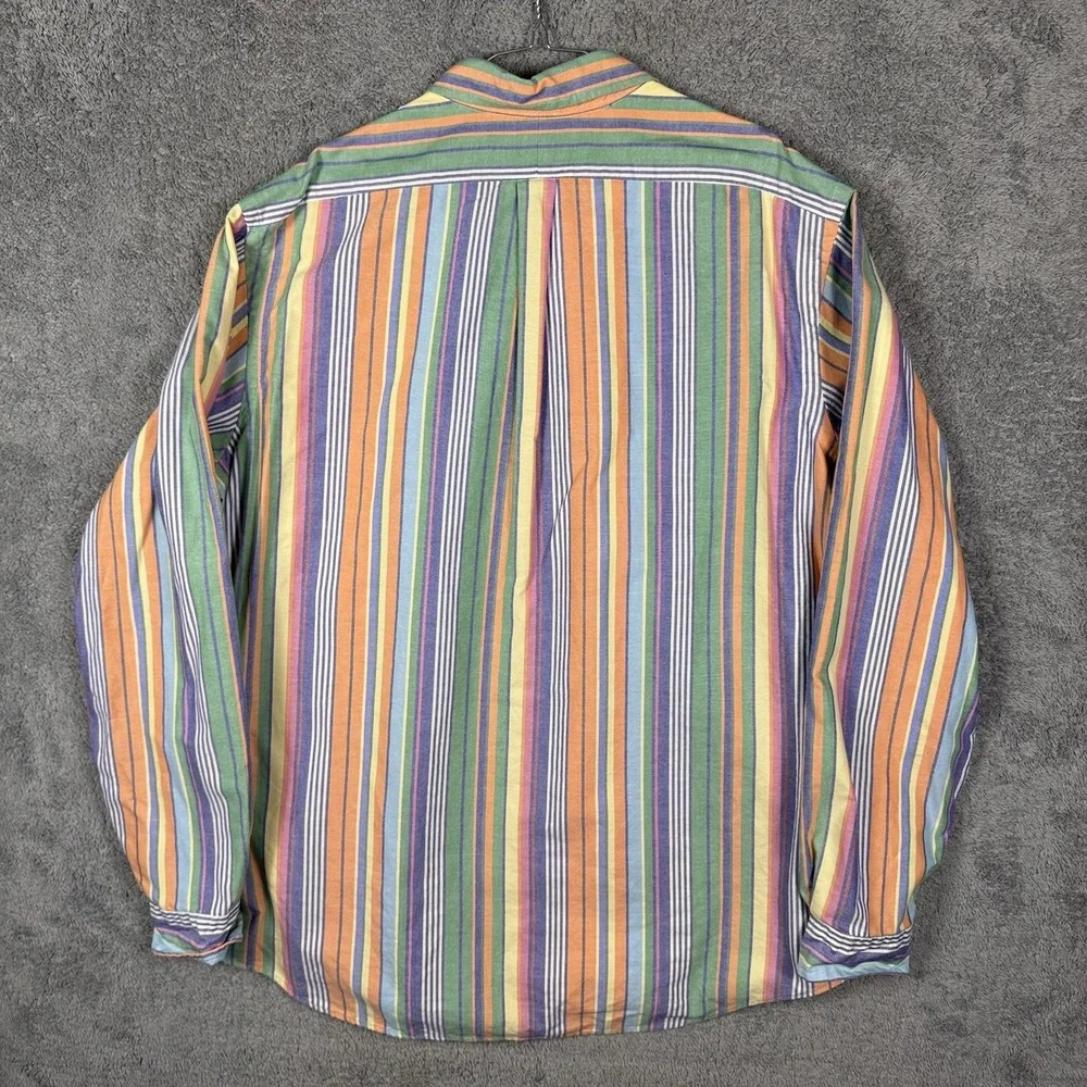 Polo Ralph Lauren Shirt Mens XXL 2XL Flesh Pony Colorful Barcode Stripe Preppy